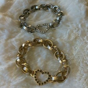 Clearance Silver & Gold Heart Bracelet